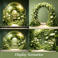 Arche de verdure artificielle naturelle fraîche, installation de marguerites en soie et mousse, décoration de vitrine, taille personnalisée, résistante aux UV, faite à la main