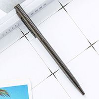 Stylos à bille en plastique fin de couleur or rose personnalisés avec logo, pointe bleue de 0,5 mm, stylos de luxe fins pour le bureau et l'école, stylos promotionnels