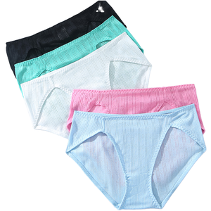 Yeni varış katı yumuşak rahat bayanlar külot yüksek elastik kadın dikişsiz iç çamaşırı buz ipek külot - Product Image 6