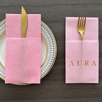 Serviette de table rose de haute qualité imprimée de logo personnalisé serviette d'invité jetable pour restaurant hôtel