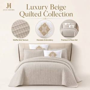 Juego de Edredón Moderno Color Marfil Texturizado 100% Poliéster, Estilo Seersucker, Cubrecama de Lujo para Hogar y Hotel, OEM ODM, Verano - Product Image 6