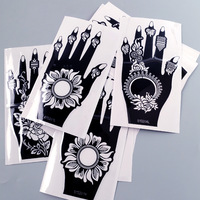 Autocollants de tatouage au henné temporaires peints à la main, style européen-américain transfrontalier, motif treillis indien sexy, en papier, pour la peinture faciale