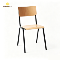 Chaise d'école empilable moderne, siège en bois noir durable, chaise individuelle pour étudiant, design ergonomique, salle de classe, hôpital, maison, bureau, CE