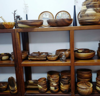 Bol à soupe en bois massif, bol décoratif pour fruits, bol à pâte en bois, bol en bois poli, bol décoratif, saladier naturel