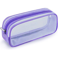 Trousse à crayons transparente en maille, portable, avec fermeture éclair, pour fournitures scolaires, pour écolières, logo personnalisé OEM, vente en gros