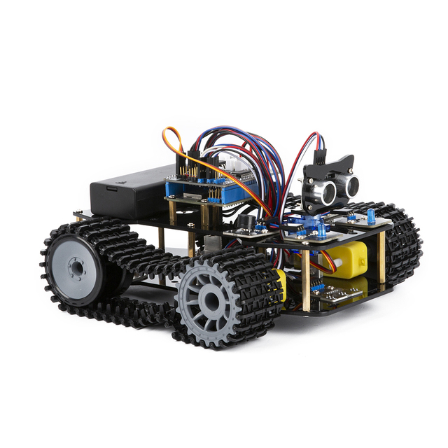 ACEBOTT ESP32 Programmable Robot tank Car Kit 4WD Track Wheel Sensor Control Educational Coding Kit for Arduino Learning Robotic