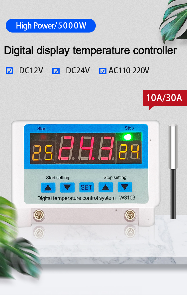 12v 24v Ac 220v 30a Digital Thermostat High Power Wall Mounted Temperature Controller ZFX-w3103(图1)