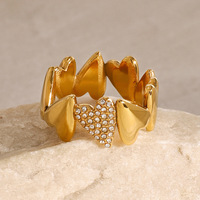 Bague Cœur et Nœud en Acier Inoxydable Plaqué Or 18K avec Zircon Gaovo pour Femme, Réglable, Tendance, Étanche et Hypoallergénique