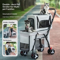 Poussette double étage détachable avec panier de transport amovible pour animaux, pliable, pour plusieurs animaux, chien, chat, chariot de voyage