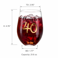 Verre à vin sans pied personnalisé avec logo imprimé en cristal transparent, 21 oz, pour vin rouge et blanc, verre à vin sans pied monogrammé