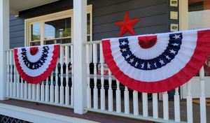 United States Half Fan <b>Banner</b> with Pleated Stars Wholesale Indoor Outdoor Promotional Bunting Flag with Grommets - Product Image 5