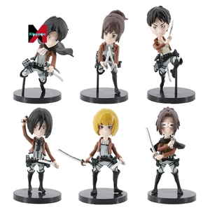 6 uds Q versión Eren Mikasa Attack on Titan Pvc Modelo figura de juguete estatuas anime figuras de acción - Product Image 1
