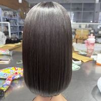Peluca Bob de Cabello Humano Virgen Vietnamita Liso SDD con Flequillo, Encaje Frontal HD Transparente 13x1, Sin Pegamento, Cabello Natural Negro para Mujeres