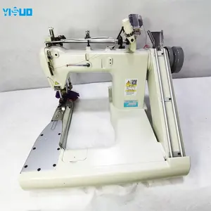 YS-927-PL מכונת תפירה תעשייתית לג'ינס יחיד מושך תפירת שרשרת זרוע הזנה במהירות גבוהה מיטה שטוחה במפעלים בשימוש
