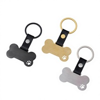Gantungan Kunci Kulit Bentuk Tulang Anjing dari Baja Anti Karat dengan Cetak UV Warna-warni dan Ukiran Laser, Tahan Lama, untuk Grosir Fesyen