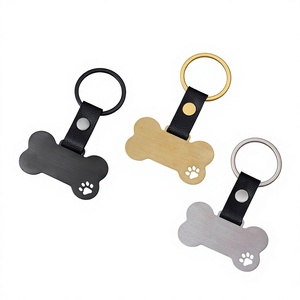 Llavero de Acero Inoxidable con Hebilla de Cuero en Forma de Hueso de Perro, para Grabado Láser y Impresión UV a Color, Resistente y de Moda, Venta al por Mayor - Product Image 1
