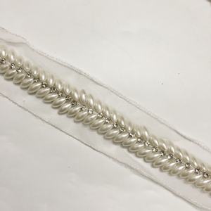 Halslijn Kraag Decoratieve Kralen Netto Kanten Rand Met Steentjes Lt2471b - Product Image 6