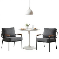 VINGLI Ensemble de 2 fauteuils d'appoint modernes du milieu du siècle, petits fauteuils rembourrés confortables et peu encombrants, accoudoirs en bois, pieds en métal