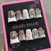 Faux ongles en acrylique 3D faits main en forme de canard, à presser, avec strass, réutilisables, fournisseur en marque privée, vente en gros