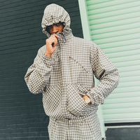 Ensemble court coupe-vent à carreaux deux pièces personnalisé YSJY pour homme, style streetwear, survêtement sport en nylon