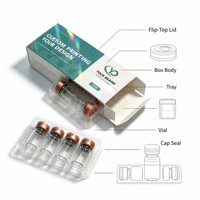 Faible MOQ, commande flexible, flacons en verre de 5 ml, lot de 5 avec plateau en plastique et boîte en carton blanc, logo personnalisé