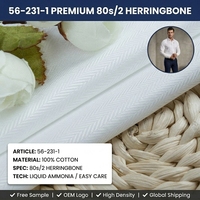 Tissu Jacquard Chevron 100% Coton 80s/2, Finition à l'Ammoniaque Liquide, Facile d'Entretien, Léger, Blanc, pour Filles, Garçons et Tenues Professionnelles