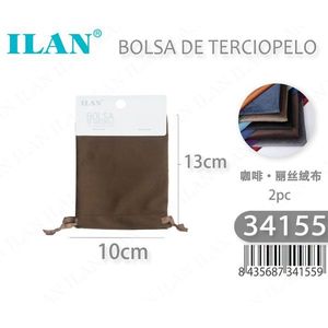 Borsa in Velluto Ilan 10x13 Cm Marrone 2 Pezzi - Product Image 3