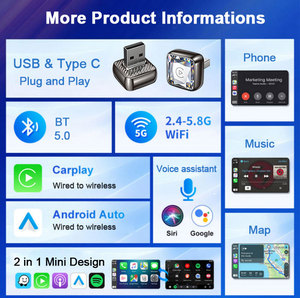 <span class=keywords><strong>Meilleur</strong></span> adaptateur CarPlay sans fil Usb <span class=keywords><strong>de</strong></span> taille mini Android Auto Headunit Adapter Car Play Usb Dongle Car Adaptateur pour apple Play - Product Image 2