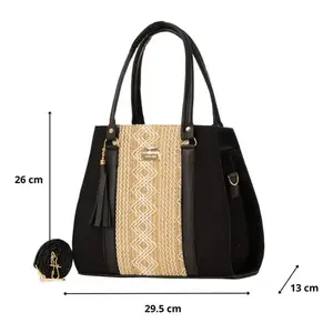 Bolso de Hombro de Yute Estilo Bohemio Vintage para Mujer, Marca Fana Fauna, con Patrón Geométrico, Impermeable, para Uso Diario - Product Image 4