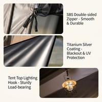 Tente de camping rapide à monter avec auvent intégré – Kit d'équipement de camping extérieur extra-large en tissu Oxford, protection UV, toutes saisons, 3000 mm