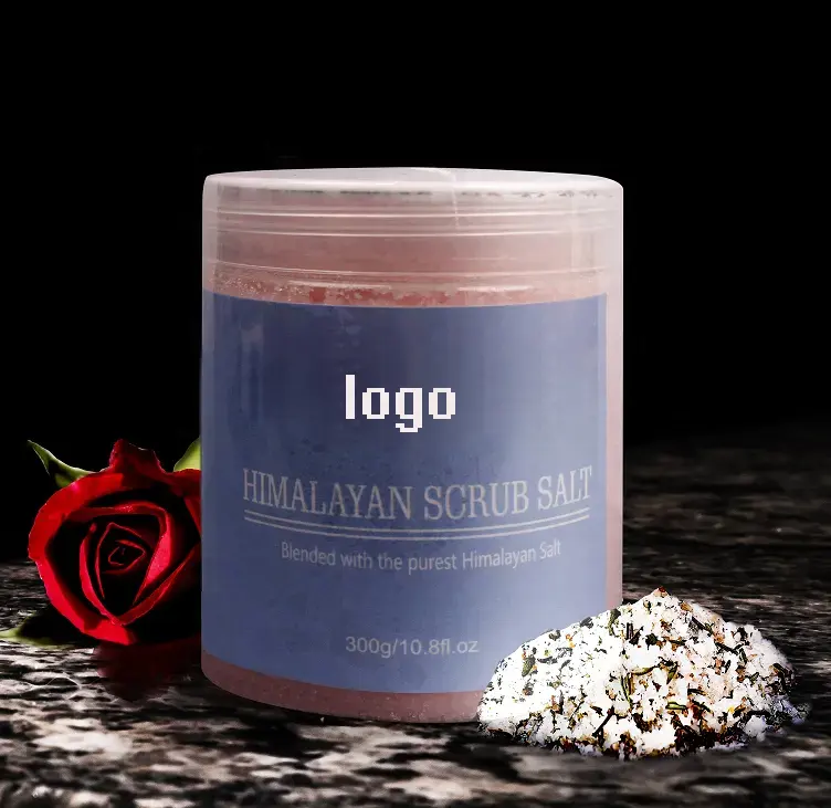 OEM blanqueamiento de sal del himalaya activado Rosa Litchi cuerpo exfoliante orgánico de sal del himalaya exfoliante facial