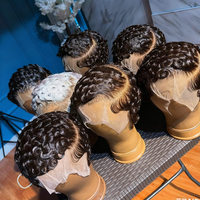 Perruque Courte Bouclée Pixie Cut avec Frontale en Dentelle 100% Cheveux Humains