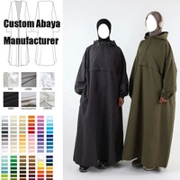 Abaya d'hiver imperméable personnalisée à capuche, manteau de pluie modeste, robe de voyage pour femmes musulmanes, vente en gros, grande taille, Abaya fermée
