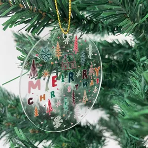 Bulk wholesale decorative acrylic ornaments with small MOQ christmas ornament glass