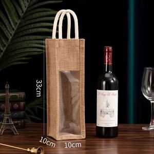 Sac fourre-tout robuste en jute pour bouteille de vin, sac de transport vierge en jute pour bouteille de vin avec logo personnalisé - Product Image 5