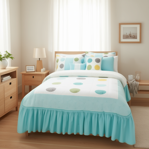 Edredón doble Mary Blue con 2 almohadas y 2 fundas de almohada con diseño de lunares, ropa de cama para el hogar de estilo moderno para todas las estaciones - Product Image 2