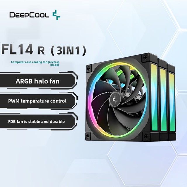 Deepcool Fl14r Black Reverse Blade Triple Pack Case Fan 14cm Fan 4pin Interface Aura Argb Lighting Synchronization