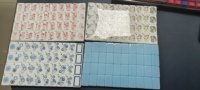 Jeu de tuiles de mahjong américain rayées bleu et blanc, motifs vintage tulipe, hortensia, vase, clé, oiseau, nœud, pour les joueurs de mahjong