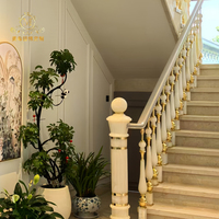 Balustrades et rampes d'escalier en alliage d'aluminium durable avec incrustations de jade naturel MeiXI, design 3D, luxe moderne, pour hôtel, escalier intérieur.