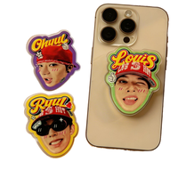 Support de téléphone portable pliable et portable en plastique transparent, motif dessin animé, figurine d'idole Kpop, pour fans, avec fonction airbag