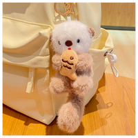 Porte-clés en peluche de loutre marine de dessin animé, doux, léger, portable, pendentif pour sac d'école, figurine mignonne pour étudiant, décoration