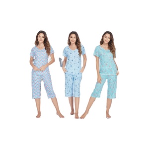Conjunto de Pijamas Cortos de Verano Personalizados para Mujer, Nuevos Diseños, Ropa de Dormir Transpirable con Cierre Elástico en la Cintura, Pijamas Estampados - Product Image 1