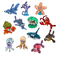 12 Pièces Blocs de Construction Animaux Marins Océaniques, Mini Briques Créatures Marines de Dessin Animé, 12 en 1, Combinaison Calamar Géant, Jouet Éducatif pour Enfants