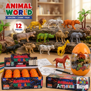 Ensemble de 12 jouets en PVC en forme d'œufs d'animaux avec figurines sauvages, puzzle éducatif DIY pour enfants de 3 à 6 ans - Product Image 3