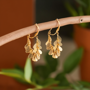 Boucles d'oreilles pendantes à pompons raffinés, plaqué or PVD, acier inoxydable 316L, durables et résistantes, style bohème, bijoux pour femmes - Product Image 3