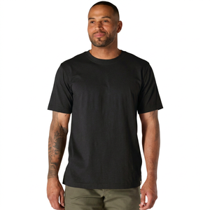 <b>Men's</b> Black Short Sleeve O-Neck <b>T</b>-<b>Shirt</b> 100% Cotton Regular Fit Casual Jersey Knitted Solid Color Blank Design - Product Image 1
