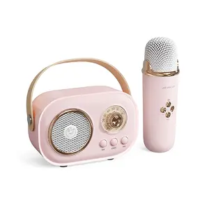 带无线麦克风的迷你扬声器支持卡拉ok tf卡调频播放HIFI低音免提通话儿童生日礼物
