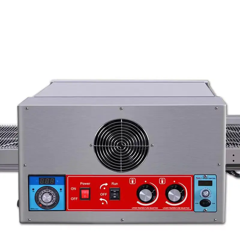 वाणिज्यिक पाक बेकरी मशीन व्यापक रूप से उपयोग औद्योगिक गैस कन्वेयर बेल्ट प्रकार 220V पिज्जा ओवन