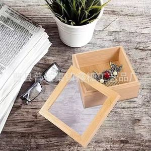 Caja de Madera de Bambú Rectangular con Tapa Transparente, Hecha a Mano, para Guardar Joyas, Relojes, Gafas, Organizador de Escritorio, Embalaje Personalizado - Product Image 1