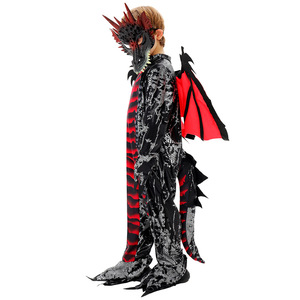 Disfraz de dragón de Halloween para niños, disfraz de cosplay, disfraz de dinosaurio rojo oscuro, traje de escenario para juego de rol, talla M - Product Image 2